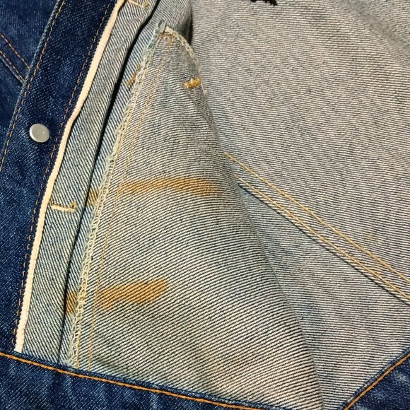 Vintage early 1970's Denim Jacket, upcycled with hand embroidery, size XS - S - Picture 8 of 10